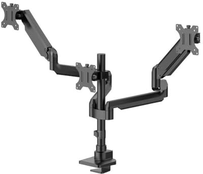 Hama Monitorhalterung 3 Monitore, 17-32, Gasdruckfeder, vollbeweglich | Monitorarm schwarz, schwenkbar, neigbar, höhenverstellbar, 360° drehbar, ergonomisch arbeiten, Monitorarm m. Kabelmanagement