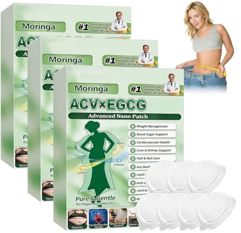 Moringa ACV x EGCG 10 in 1 Advanced Nano Patch, 2026 New Moringa x Berberine Patch, Gentle for Sensitive Skin, Suitable for Men and Women of All Body Types (3 Pack)