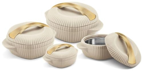 Insulated Casserole Dish with Lid, Stainless Steel Hot Pot Food Warmer, Thermal Serving Bowl, Double Wall Heat Retention Container for Rice, Curry & Soup