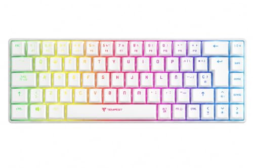 Tempest Teclado Mecánico Inalámbrico K20 Beast, Bluetooth + USB-C, Batería 1000mAh, 9 Modos RGB, Layout Español (Blanco)