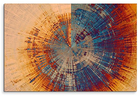 Paul Sinus Art Wandbild 120x80cm Vintage Gemälde eines Baum Querschnitts auf Leinwand für Wohnzimmer, Büro, Schlafzimmer, Ferienwohnung u.v.m. Gestochen scharf in Top Qualität