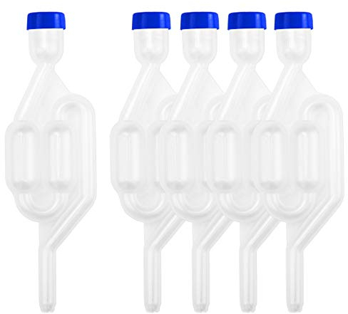 Lantelme 5 Stück Gärröhrchen Set mit Deckel Blau | Gärspund für Weinballon Biergärung Destille und Heimbrauen | Gärverschluss Praktisch für Hobbybrauer professionelle Weinherstellung Gärprozesse