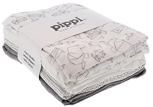 Pippi Baby 8er Pack Windeln Mulltücher Spucktücher , Mehrfarbig (Sleet 150),