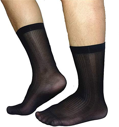 Goobester Men Socks Gifts for Men Formal Wear Suit Men Dress Socks Thin Sheer Socks Transparent Business Socks Black