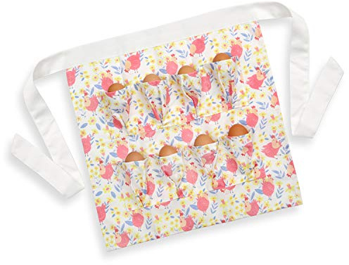 Plum Hill Egg Apron for Fresh Eggs - Chicken Egg Collecting and Gathering Apron with 8 Pockets for Children, Kids