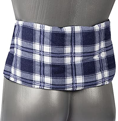 Rapssamenkissen 7-Kammer mit Band, 65x15 - Wärmekissen, Körnerkissen, Rapskissen - Kissen mit Bänder, Rapssamen Flanell karo-blau