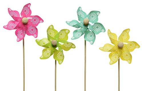 ETC kleines Windrad Windmühle auf Stab aus PVC Sortiert mit Muster (4), Verschieden, 9 x 28 cm