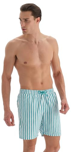 Dagi Badshorts med tryck för män, Grön – vit, L