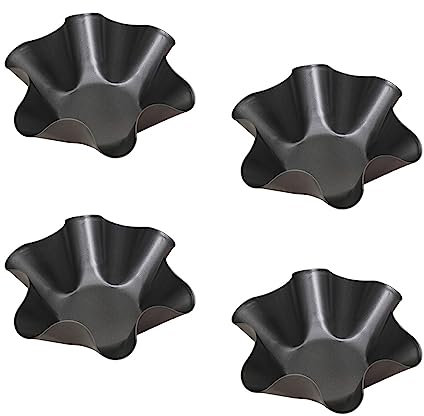 Ragyzity Tortilla Pan Set - 4pcs Non-Stick Carbon Steel Taco Salad Bowl Makers Tortilla Shell Pans, Tostada Bake Taco Shells, Flower-Shaped Baking Mold Kitchen(Black 4pcs) (16.5X 7.5X 6cm)