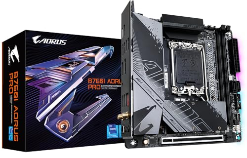 GIGABYTE B760I AORUS PRO Scheda madre - Supporta CPU Intel Core di 14a generazione, VRM digitale a 8+1+1 fasi, fino a 8000MHz DDR5 (OC), 2xPCIe 4.0 M.2, Wi-Fi 6E, LAN 2.5GbE, USB 3.2 Gen 2