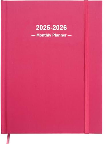 Monatsplaner 2024–2025 – 2 Jahre (Apr. 2024 bis Dezember 2025), Monatskalender, großer Monatsplaner 2024–2025, perfekt für Schule und Büro, Stoffeinband, Gummibandverschluss, 17,8 x 25,4 cm, Rosa