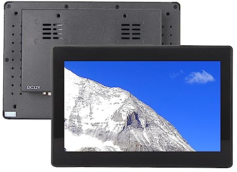 Annadue Moniteur à écran Tactile 8 Pouces, Mini Moniteur IPS 1280x720P avec HDMI/VGA/USB/AVI/R/L/BNC, écran Large 16:9 à écran Tactile Capacitif Mural, étanche IP65 (Prise UE)