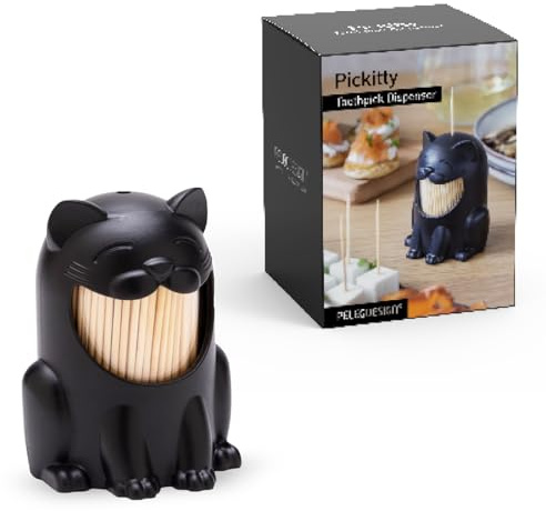 PELEG DESIGN Pickitty Dispensador de Palillos – Porta Palillos de Dientes con Forma de Gato, Decoración de Mesa Divertida, Regalo Original de Cocina y Accesorio para Fiestas