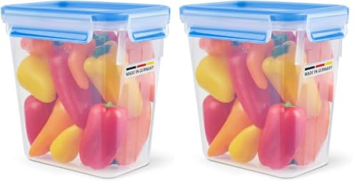 Emsa 508543 CLIP & CLOSE FRISCHHALTEDOSE | Rechteckige | mit Deckel | 1,5 Liter | Transparent/Blau | 100% dicht (Packung mit 2)