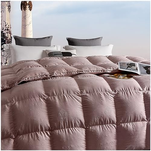 ZTGL Piumino Matrimoniale 4 Stagioni 220x240cm, 95% Piuma D'Oca di Alta qualità, Fodera in in Cotone 100% Jacquard, Piumone Invernale Caldo Matrimoniale Coperta da Letto,Rosa,220x240cm(2150g)