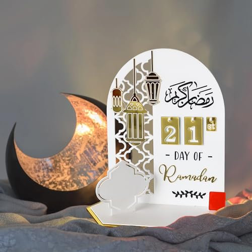 Nexoria Ramadan Kalender, Eid Mubarak Kalender Ramadan Kalender Aus Acrylic Ramadan Deko Adventskalender Eid Mubarak Dekoration 30 Tage Countdown Ramadan Kalender Kinder Ramadan Kalender 2024 (A)