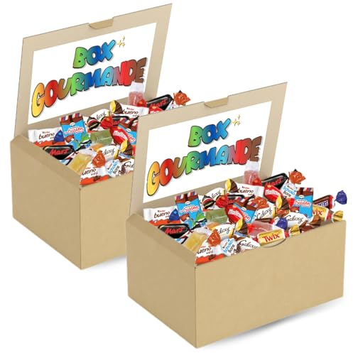 KINDER, CÉLÉBRATIONS - BOX 2x1 kg de chocolats et pâtes de fruits | Mini Bueno, pâtes de fruits, oursons guimauve Cémoi emballés individuellement - anniversaire, piñata, goûter, entreprise