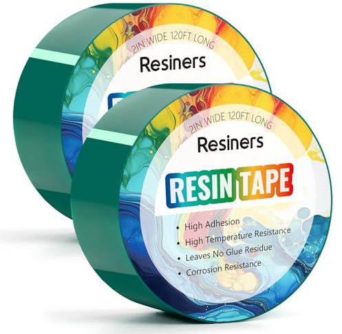 Resiners Nastro per Resina Epossidica per Stampaggio - 50,8 mm x 73,2 m - Nastro Adesivo Termico, Resistenza Alta Temperatura, Nastro Sgrassante per Tavoli Fiume, Rimuove Residui, Verde