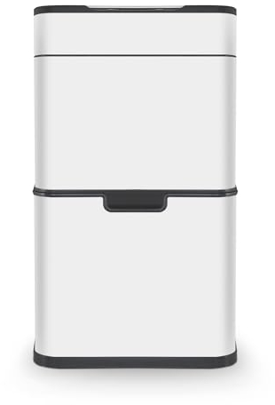 Tower T938021WHT Ozone Recycling Sensor Bin, 50L, Complete Recycling System, Hands Free Opening, Carbon Filter, White