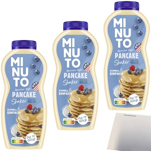 Minuto Shaker American Pancake Mischung für Pfannkuchen Amerikanischer Art 3er Pack (3x219g Shaker) + usy Block