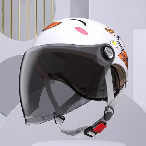 QJWMatic Kinderhelm Für 3–16 Jahre, Motorrad-Kinder-Halbhelme, Leichter Cartoon-Fahrradhelm Für Jungen Und Mädchen, Multi-Sport-Helm Sicherheitsschutz C,45-55CM