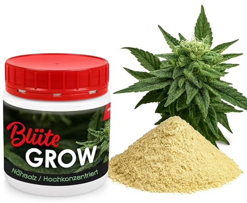 Cannabis Blütedünger 500 g Grow Dünger Blüte Mineralisch NPK Pflanzendünger | BURI, Nährsalz, für 500 Liter Wasser, hochkonzentriert, Blütephase, Hanfpflanzen, Pulver, Pflanzennahrung, ergiebig