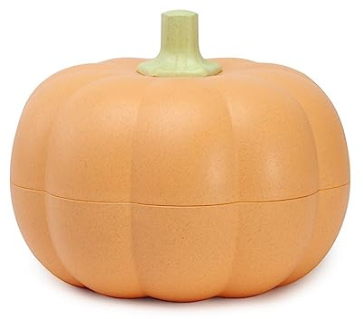 Nicoxijia Pumpkin Serving Bowl with Lid Wheat Fiber Pumpkin Candy Jar Dessert Fruit Holder Snack Container Halloween Party Decor (Orange, 20.5cm*16.5cm)