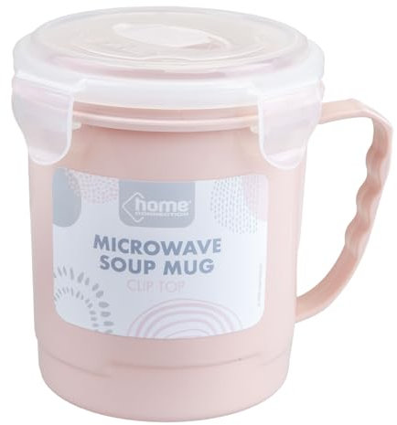 VFM - Soup Mug Pink 700Ml Soup Containers with Lids Microwavable Soup Mug with Lid Microwave Bowl Soup Containers Dishwasher Safe Soup Cup Soup Mugs Microwavable for Home & Office - 12cm Pink