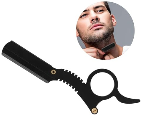 Cut Throat Razor, Vintage Straight Razor Single Blade Razor Professional Cutthroat Razors Men Barber Razors for Moustache & Beard Shaving Easy Replacement - Black