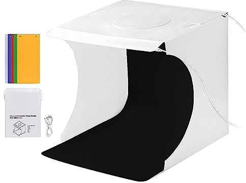 Scatola luminosa per foto, scatola luminosa per foto pieghevole, tenda pieghevole portatile mini fotografia alimentata tramite USB con 6 sfondi per orologio gioielli