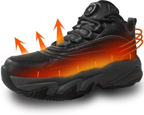 Beheizbare Schuhe mit USB-Aufladung, Beheizbare Sneaker Herren Damen Fußwärmer Elektrisch mit 3 Temperatureinstellungen,Heated Turnschuhe für Winterreisen und Bergsteigen (Schwarz, 37EU)