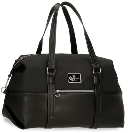 Pepe Jeans Christine Borsa da viaggio nera 40 x 25 x 20 cm Poliestere con dettagli in pelle sintetica 20 L by Joumma Bags, Nero, Taglia unica, Borsa da viaggio