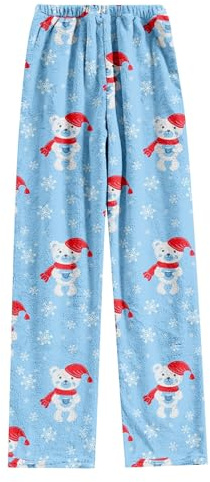 Pyjamasbyxor dam julpyjamasbyxor dam lång flanell dam casual flanell pyjamas byxor joggingbyxor dam långa fritidsbyxor herr pyjamasbyxor lång pyjamas dam jul, Ljusblå, L