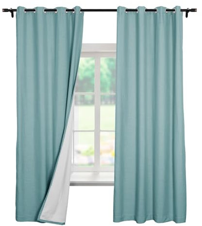 Extra Wide Blackout Curtains 84 Drop Solid Thermal Insulated Window Treatment Drapes for Bedroom Patio Sliding Glass Door Blackout Draperies 100 W x 84 L Nile Blue 1 Panel