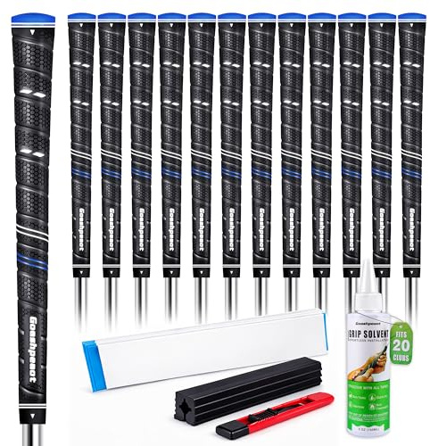 Goashpeaot Wrap Golf Grips 13 Pack ,With Regripping Kit ， Outstanding Tackiness and Advanced Surface Texture Enhances Control (Midsize, Blue)