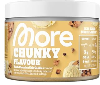 MORE Chunky Flavour, Vanilla Chocolate Chip Cookies, 150 g | flavour powder for sweetening, low in sugar and calories, with inulin and lactase, made in Germany