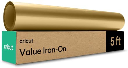 Cricut HTV Heat Transfer Vinyl | 1.5 m | Gold | Iron-On HTV Vinyl for Fabric, Perfect for Custom T-Shirts & DIY Clothing