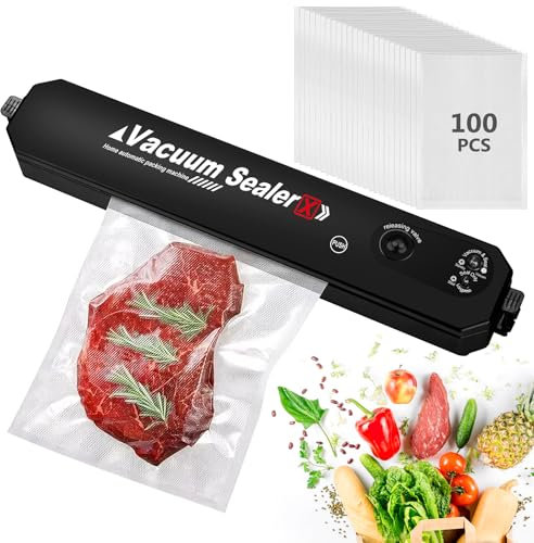 Machine Sous Vide Alimentaire: Appareils de Mise Sous Vide, Appareil Sous Vide Alimentaire Professionnelle, Machine Sous Vide pour Aliments Viandes Légumes Fruits, Inclus 100 Sacs Sous Vide