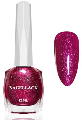 Rosa Roter Perlmutt Nagellack - 12 Ml Schnelltrocknender nagellack - Schimmer Glitter Nail Polish - Ölbasis Regular Nagelack Langanhaltend ohne UV Lampe für Frauen DIY Nail Art (Pink Red Pearl)