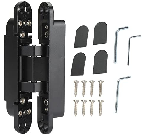 Bisagras de Puerta Oculta Bisagras Invisibles Bisagras de Puerta Oculta Material de Aleación de Zinc Bisagra de Puerta Plegable 3D con Tornillos de Llave Hexagonal, ángulo (BLACK)