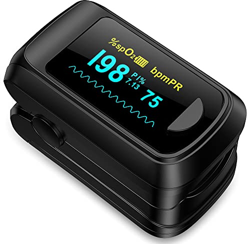 HealthTree SpO2-Blutsauerstoffsättigungsmonitor, mit Herzfrequenzmessung und schnell ablesbarem Sauerstoffmessgerät mit OLED-Display, Tragegurt