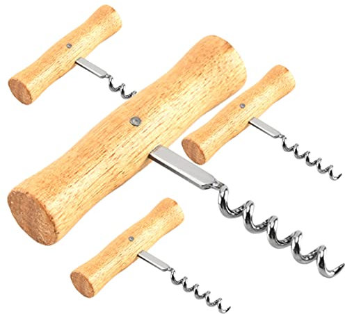 LIGIGWASH Abridor De Botellas De Vino Tinto 4 Piezas Madera Inoxidable, Herramienta Abridor Metálico Resistente y Multifuncional Para Picnic y Cocina