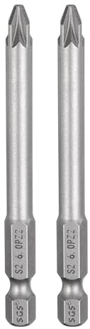 QUARKZMAN 2pz Punte per cacciavite PZ2 codolo esagonale 1/4 acciaio S2 | lunghezza 75mm/3, Punte esagonali magnetiche a croce/piatte, per trapano esagonali elettriche