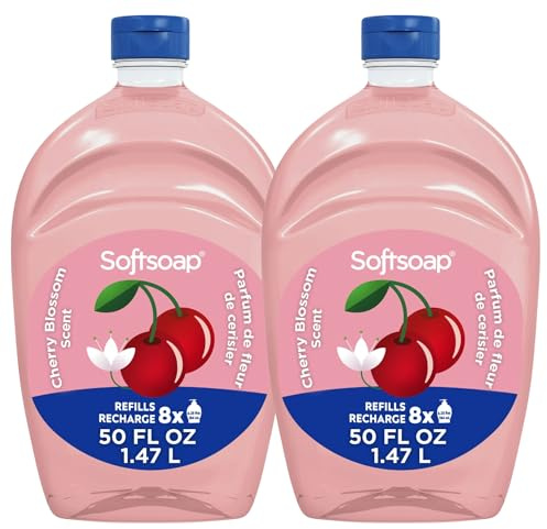 Softsoap Limited Edition Seasonal Scents | Extra Large Refill Bottles, 100 FL Oz Total, 2-50 Fl Oz Bottles for Refilling Liquid Hand Wash (Cherry Blossom)
