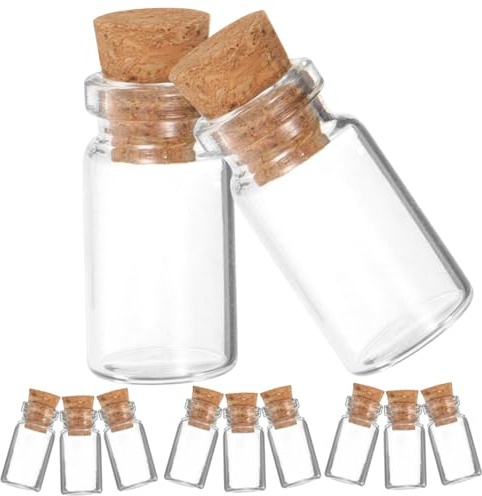 TOPPERFUN Mini Bouteilles en Verre 11x22mm Lot de 25 ou Présents Lors de Fêtes avec Bouchon en Liège Bouteilles Vides Multifonctionnelles pour Pendentif