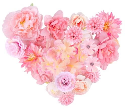 Kunstblumen Blumen zum Basteln, Fake Blumen Kunstblumen wie Echt Pfingstrosen Künstlich Trockenblumen zum Basteln Streudeko Hochzeitsdeko Blüten Stoffblumen Frühlingsblumen(Rosa)