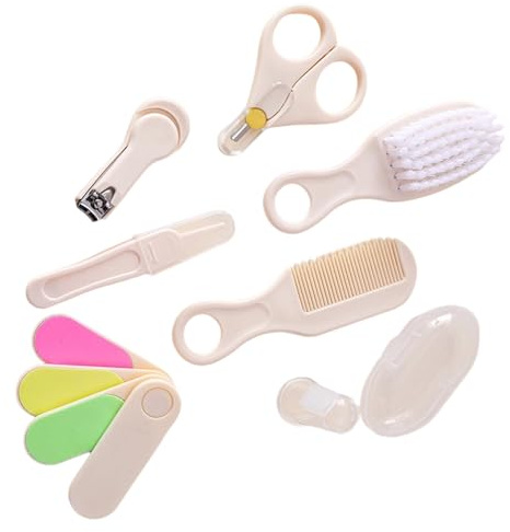 Cepillo de pelo completo para el cuidado diario del bebé, cepillo de dientes, cortaúñas, tijeras y lima de uñas para bebés