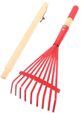 BCOATH Rastrillo Pequeño de Jardín para Mango Desmontable Herramienta Multifuncional Ligera para Césped y Huerto Fácil de Usar y Transportar Color Rojo
