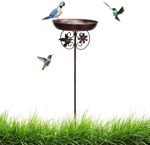 Fangfhai Vogelfutterstation – Vogeltränke mit Erdspieß, wetterbeständige Vogeltränke, Rasen-Dekoration für Hof, Garten, Terrasse, Außenbereich, Hinterhof