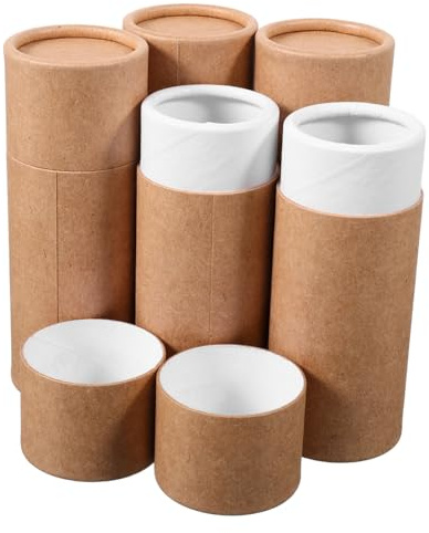 5pezzi Contenitore Cilindrico di Cartone Kraft per Bottiglie di Olio | 20ml, Colore Caffè, Forma Rotonda, per Aromaterapia e Uso Domestico in Viaggio